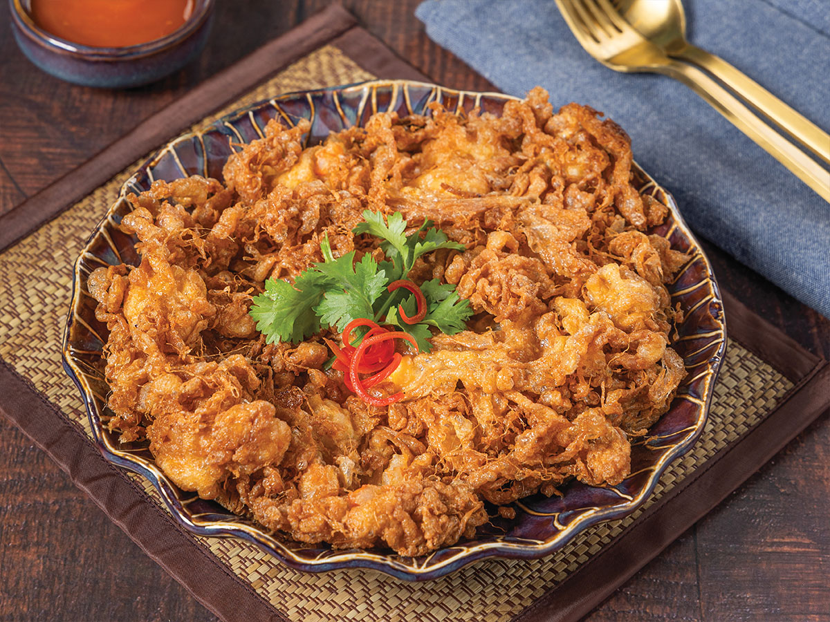 ไข่เจียวกุ้งสับThai Minced Shrimp Omelet